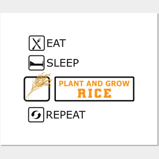 Rice Farmer - Plant and grow rice eat sleep repeat Posters and Art